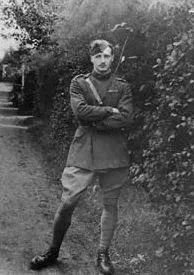 A black-and-white portrait photograph of Lieutenant William Leefe Robinson VC in uniform